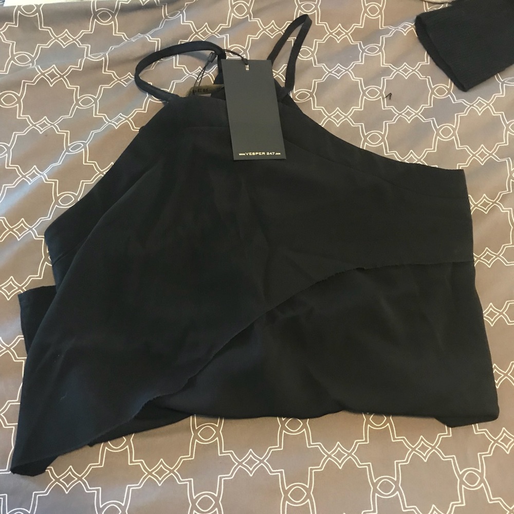 Dressy black halter with zipper back